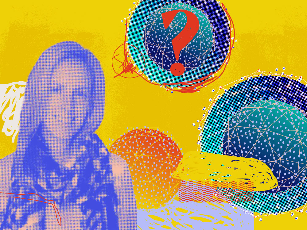 star hofer, chief customer officer, on an illustrated background of round shapes with webbing overlay