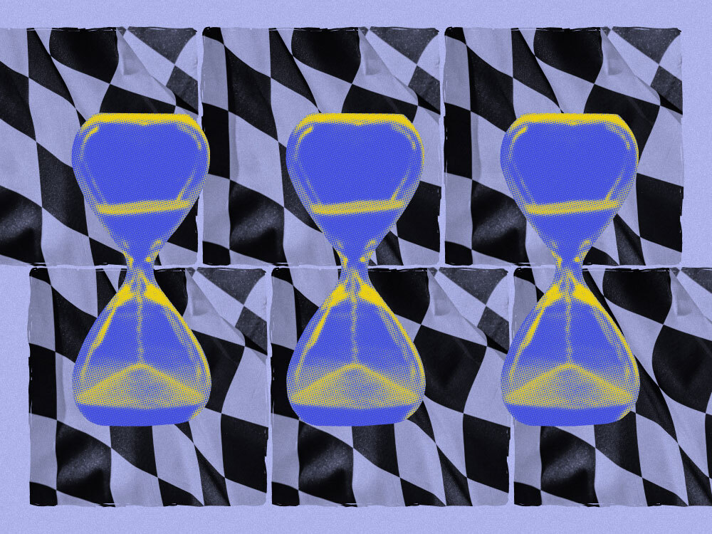 three hourglasses with sand falling through to indicate a limited-time rev share strategy