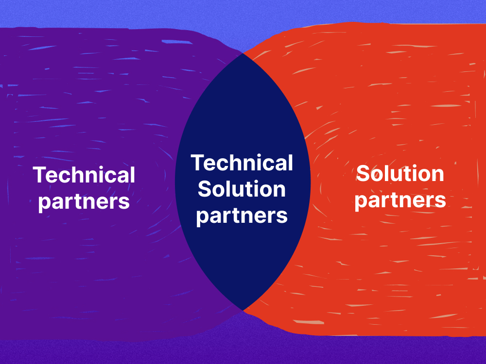 A chart showing the overlap between technical and solution partners