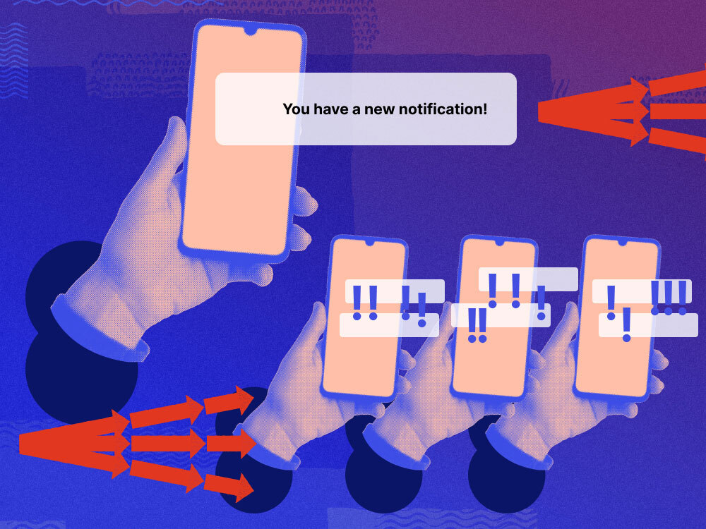 A smart phone with a push notification