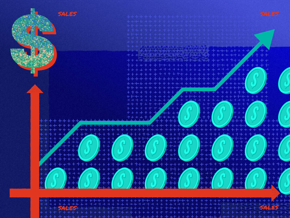 An image with a graph that depicts the sales department at a B2B SaaS company