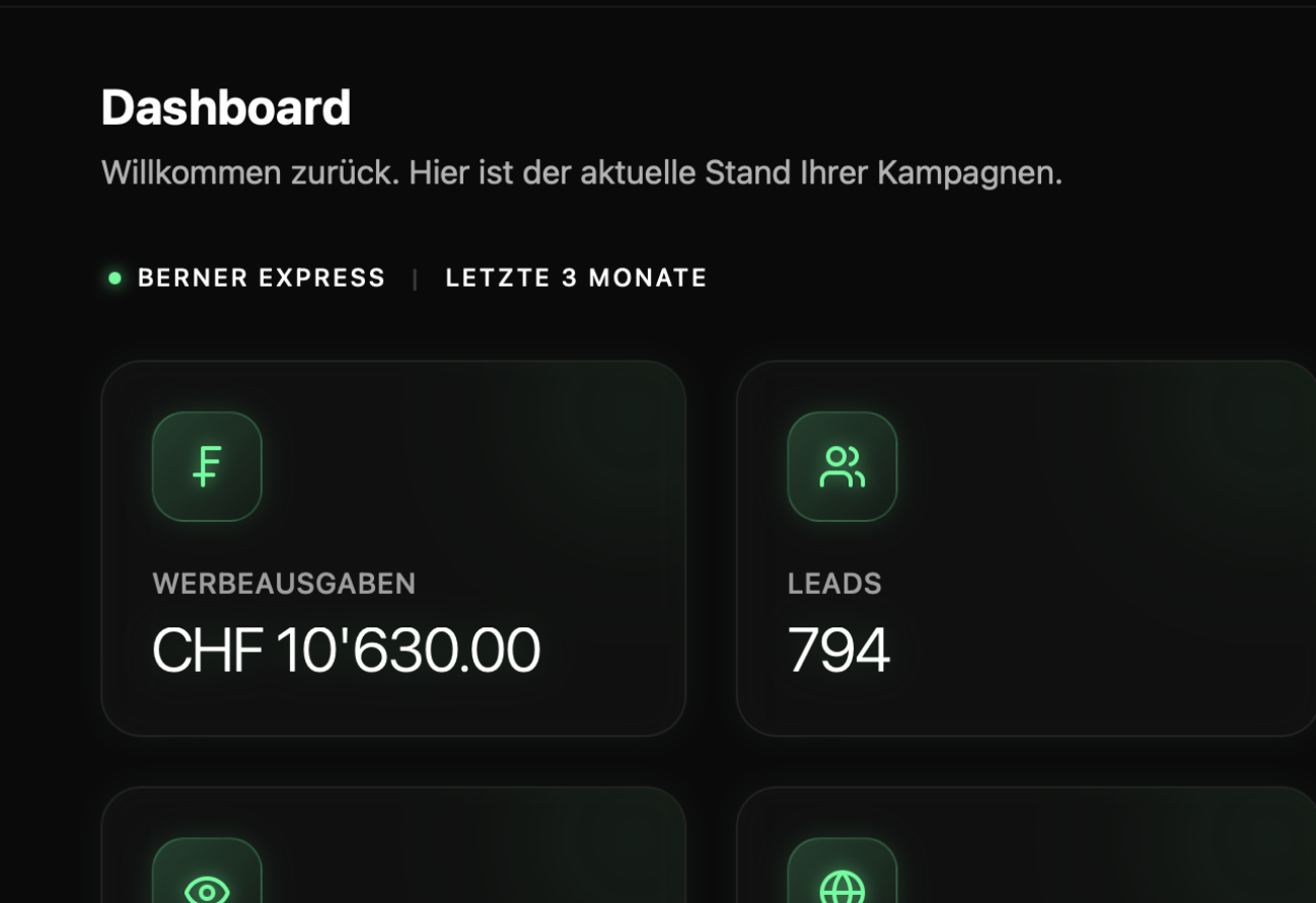 Beispielbild von Ad-Kampagne mit PIMEDIA, Screenshot aus dem Kundendashboard