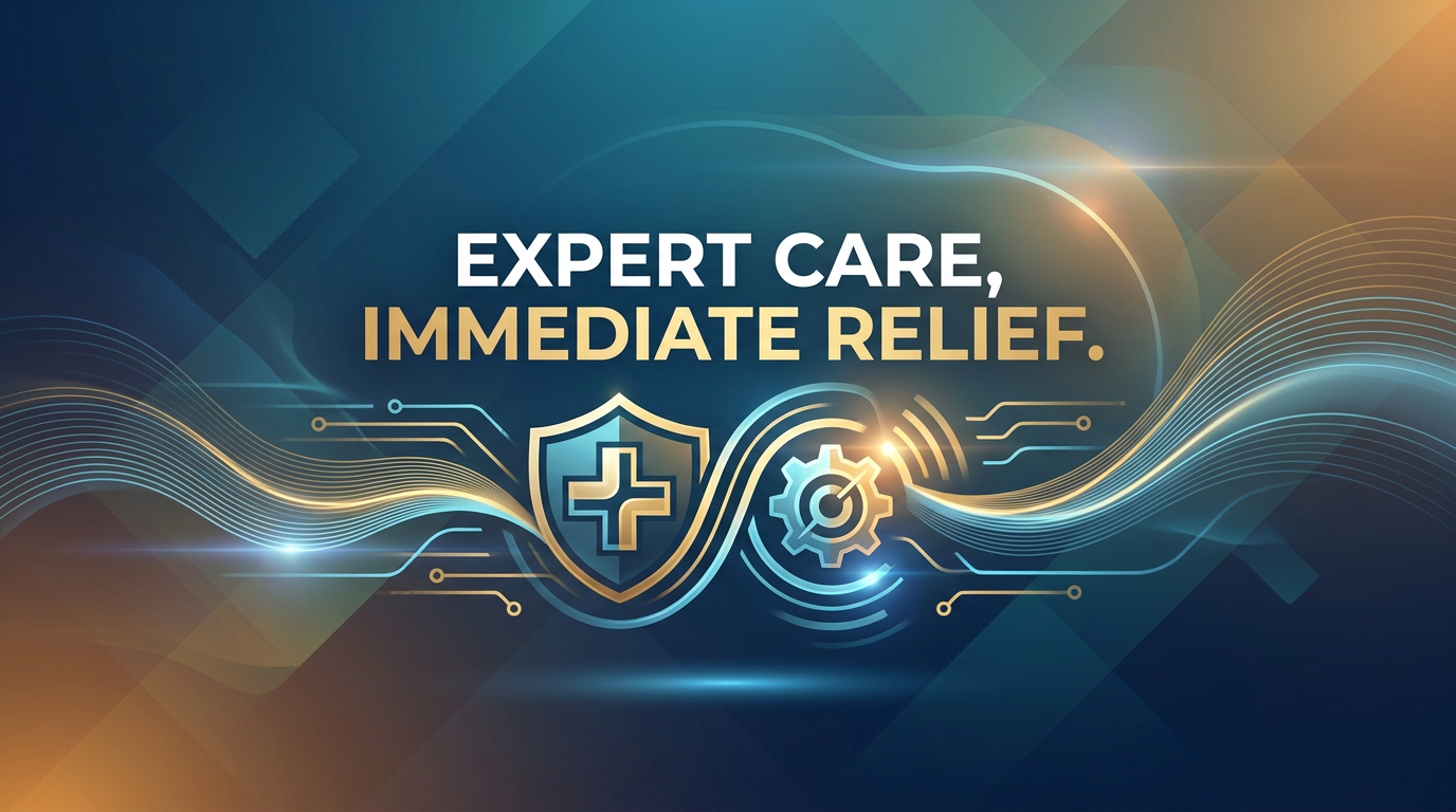 Text callout reading "Expert Care, Immediate Relief.