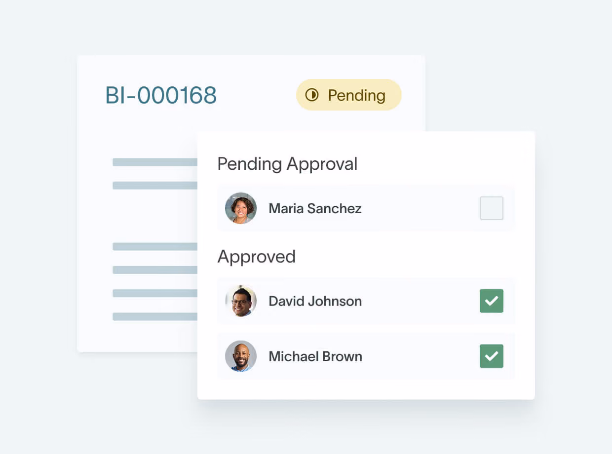 Bill pending approval in DualEntry with two approvers signed off in the approval workflow