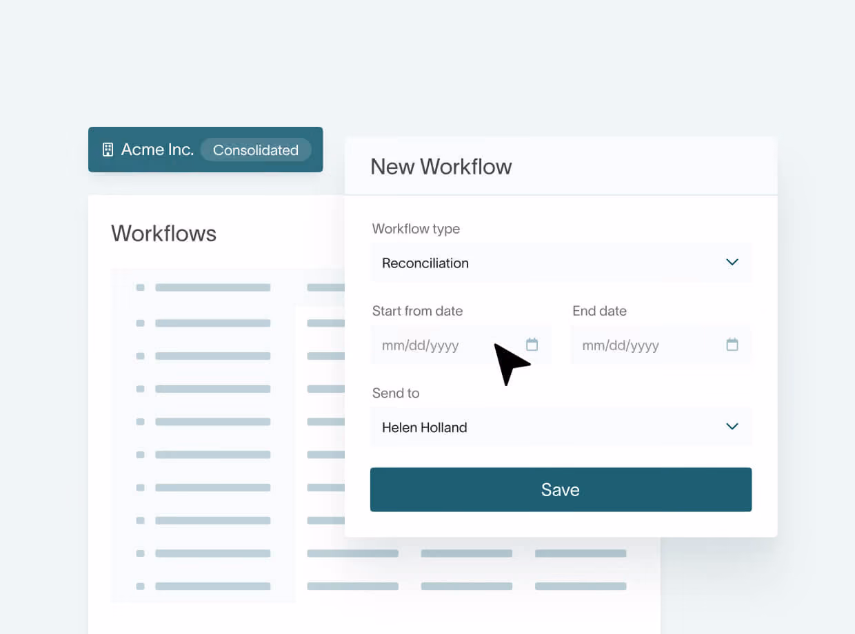Setting up a recurring account reconciliation workflow in DualEntry with dates and an assigned reviewer