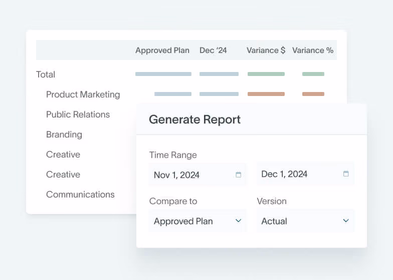 Generating a budget versus actuals variance report in DualEntry budgeting and planning software