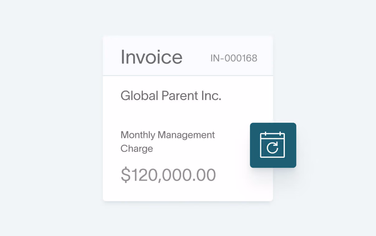 Recurring monthly invoice in DualEntry for a 120,000 dollar management charge