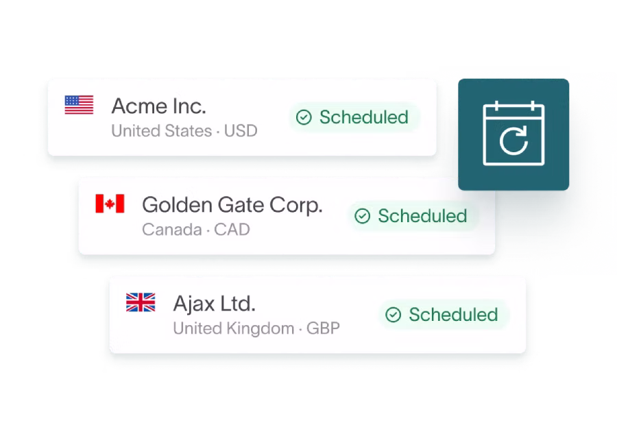 Schedule recurring allocations across multiple entities in a few clicks. 