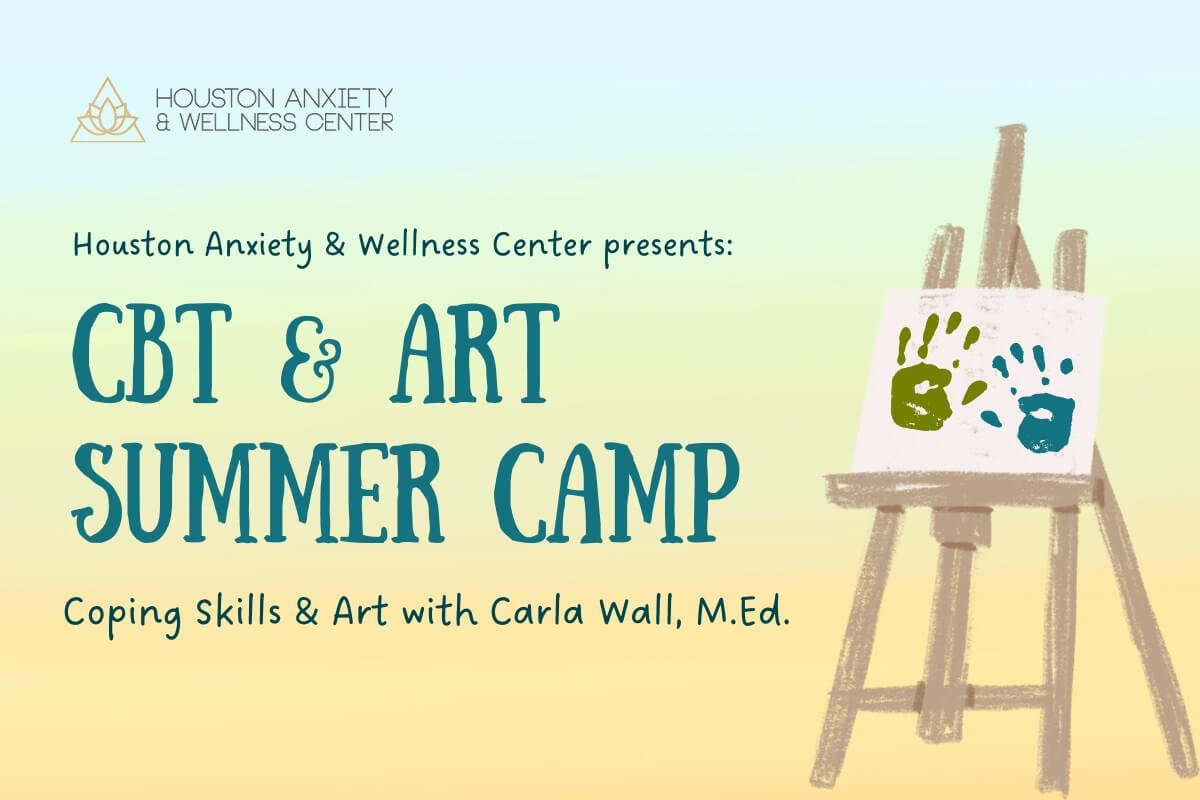 An image of the flyer for cbt + art summer camp