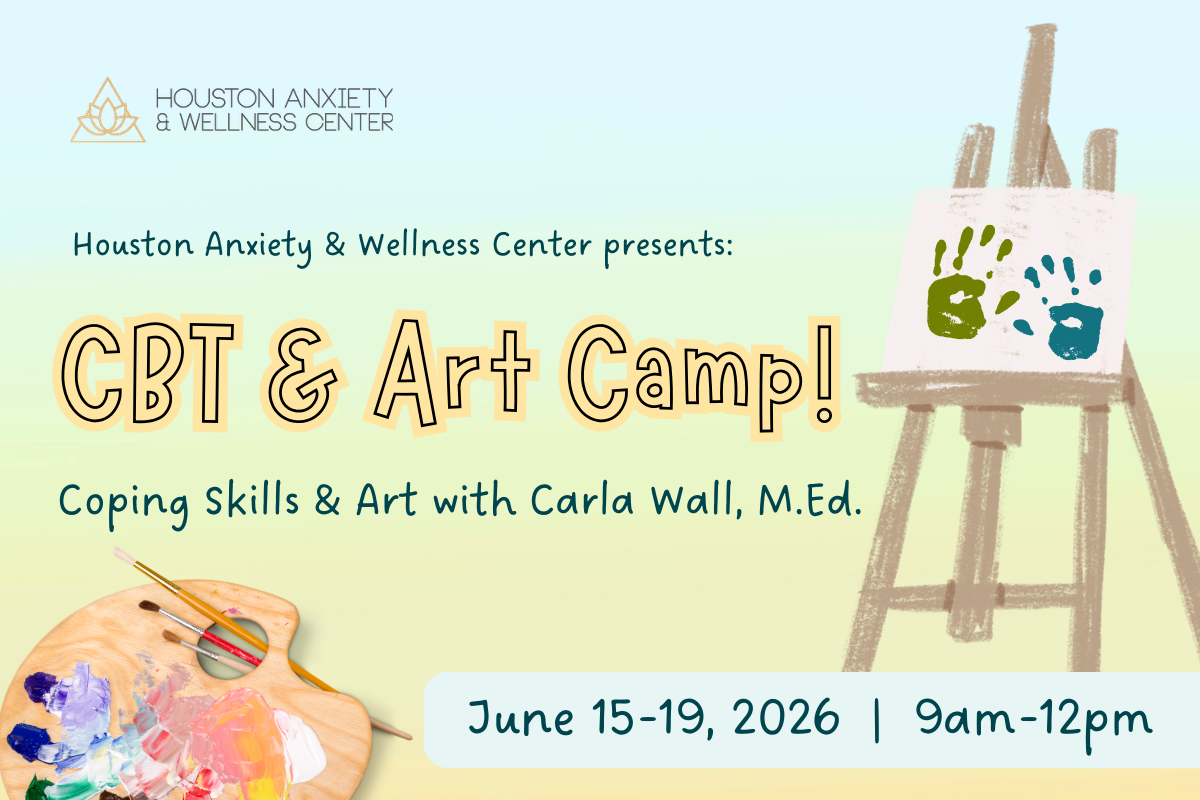 An image of the flyer for cbt + art summer camp