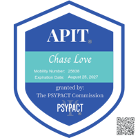 apit badge for Dr Chase Love granted by the psypact commission