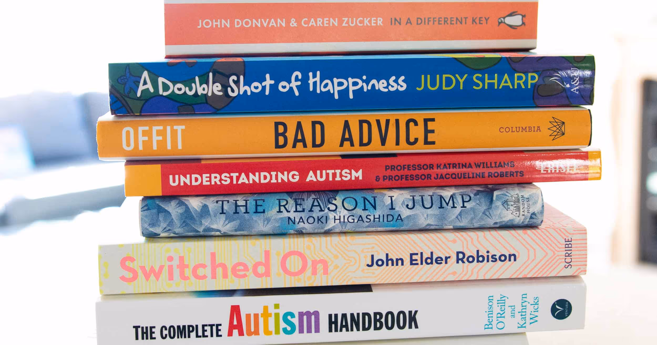 a stack of books on a table