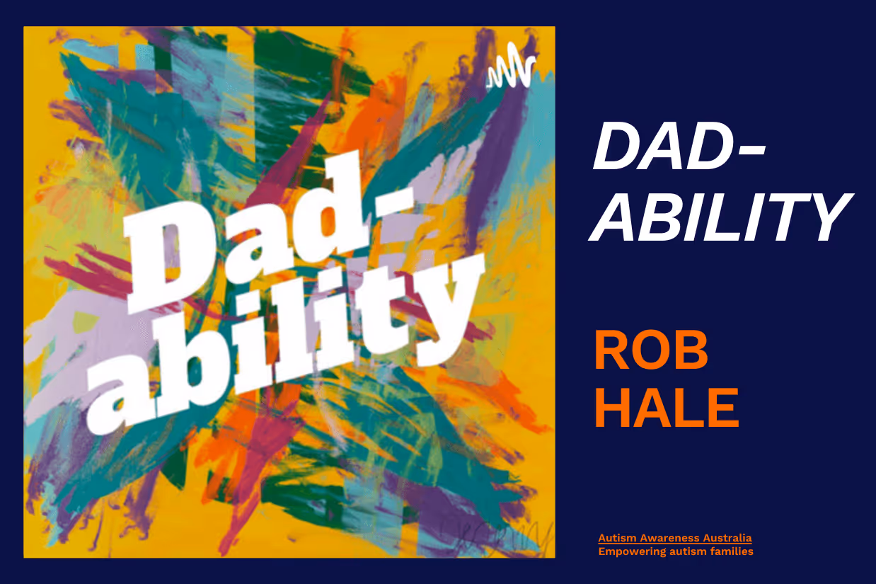 The words 'Dad-ability - Rob Hale' written in white text over a multicoloured background.
