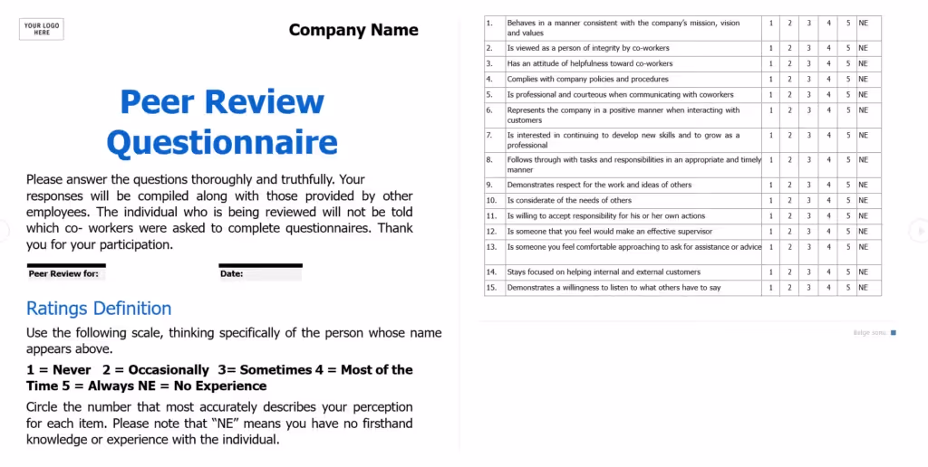 Free Peer Review Template for Microsoft Word