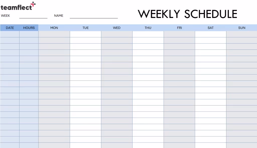 Simple Excel Weekly Project Planning Template