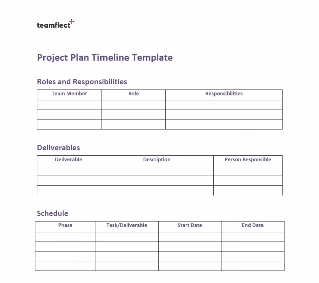 Project Plan Timeline Template for Word