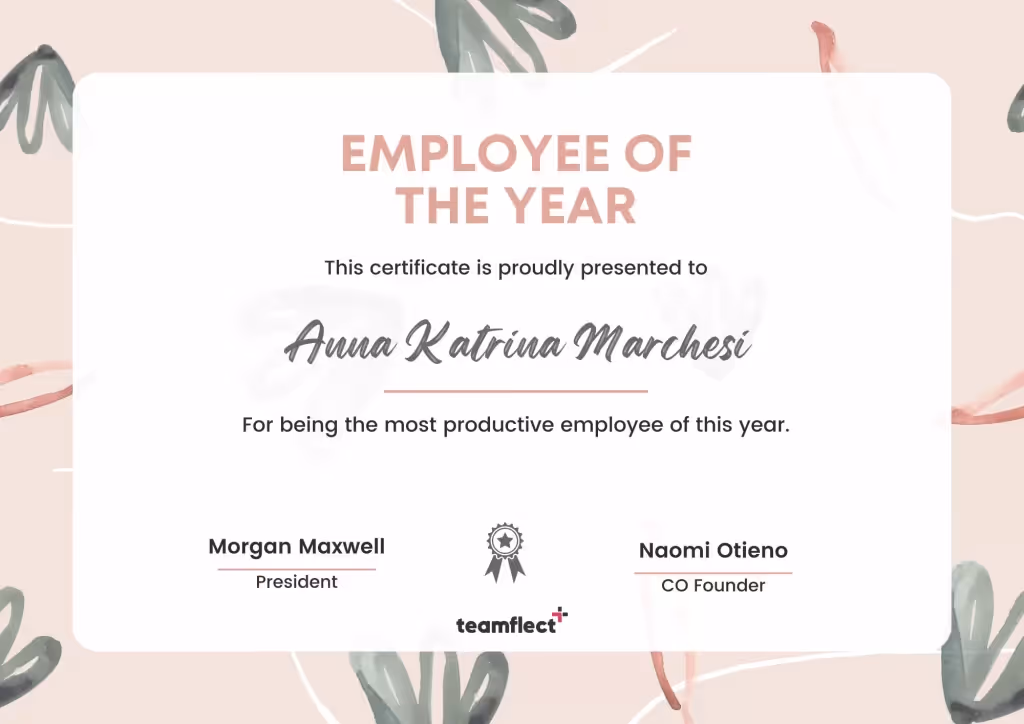 employee of the year certificate
