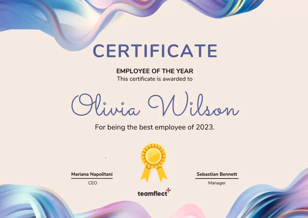 employee of the year certificate