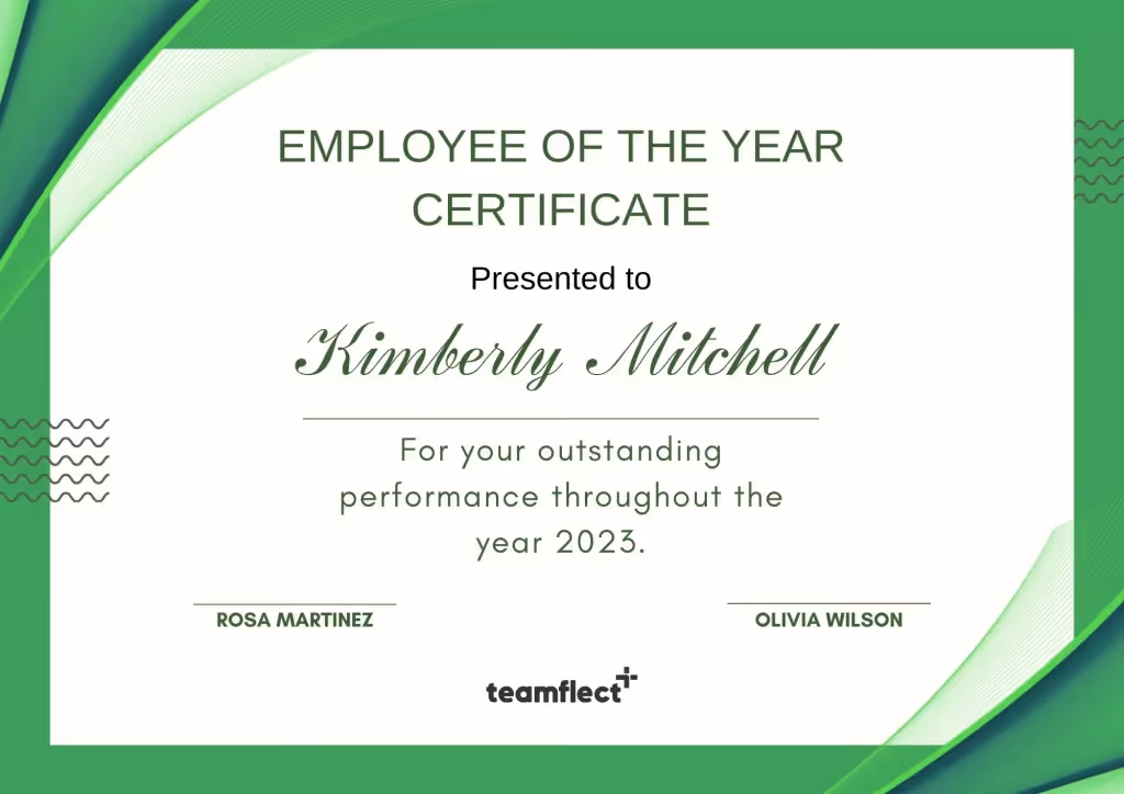 employee of the year certificate
