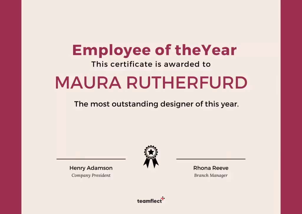employee of the year certificate