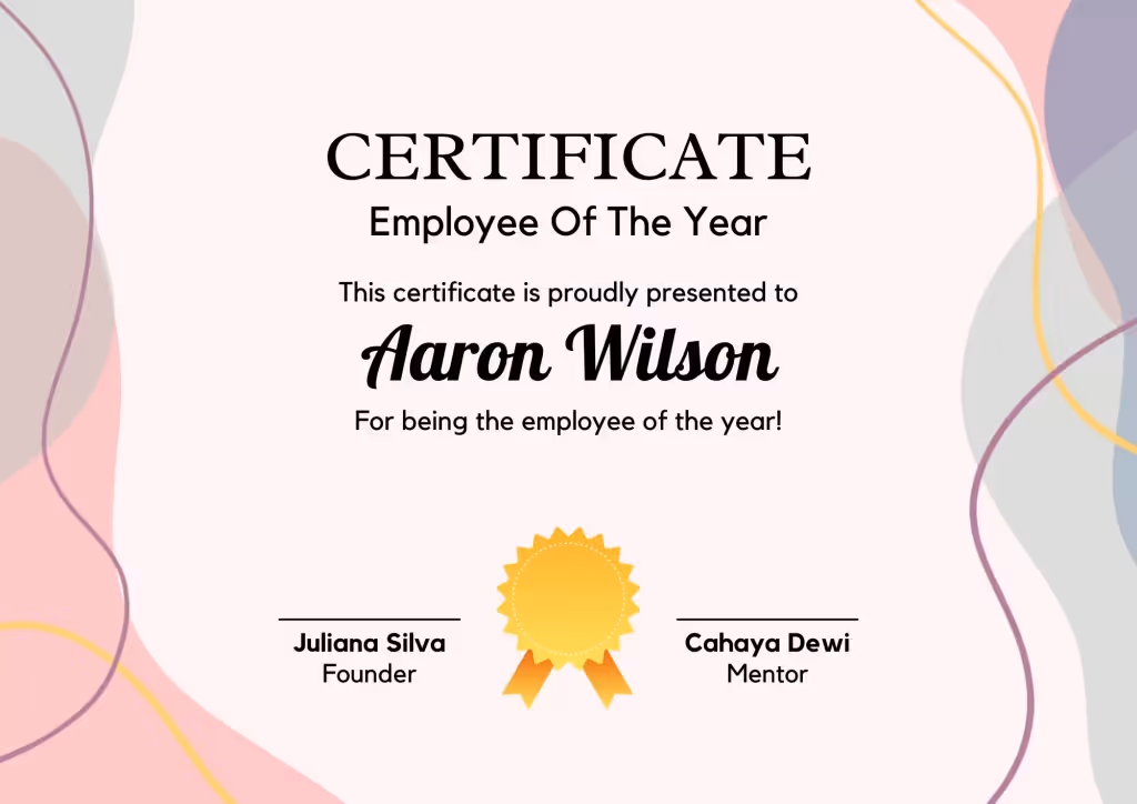 employee of the year certificate