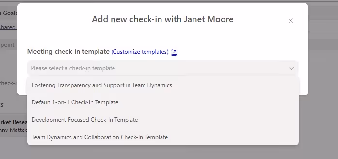Teamflect offers ready-to-use meeting templates too.