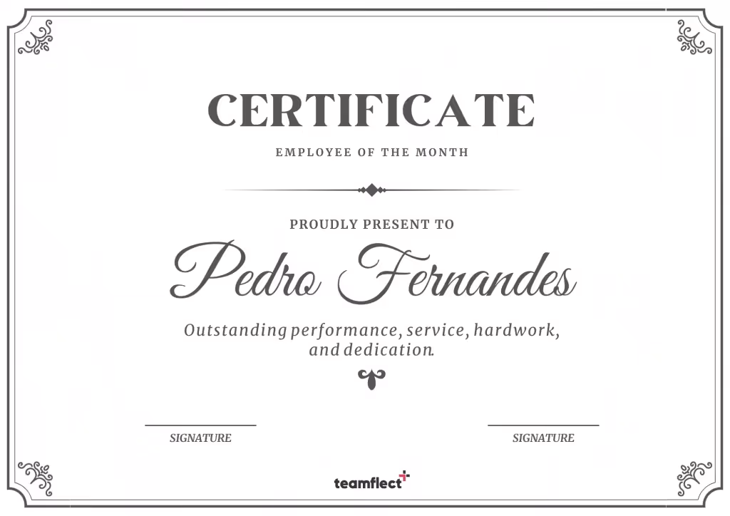 black and white employee of the month template