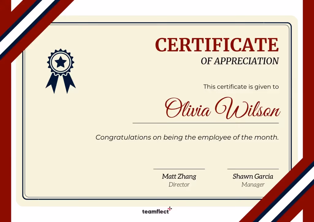 red and blue employee of the month template