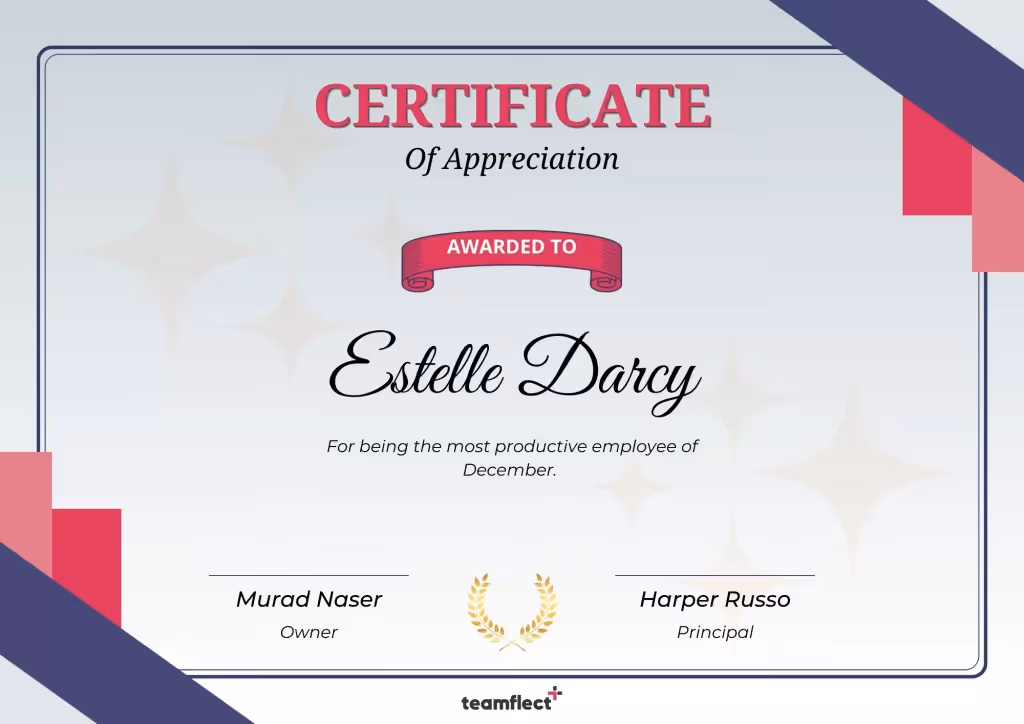 grey and pink employee of the month template