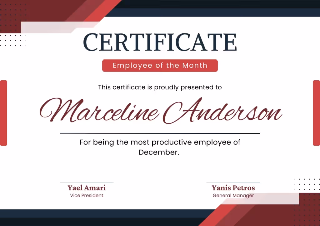 Creative pink and black employee of the month template