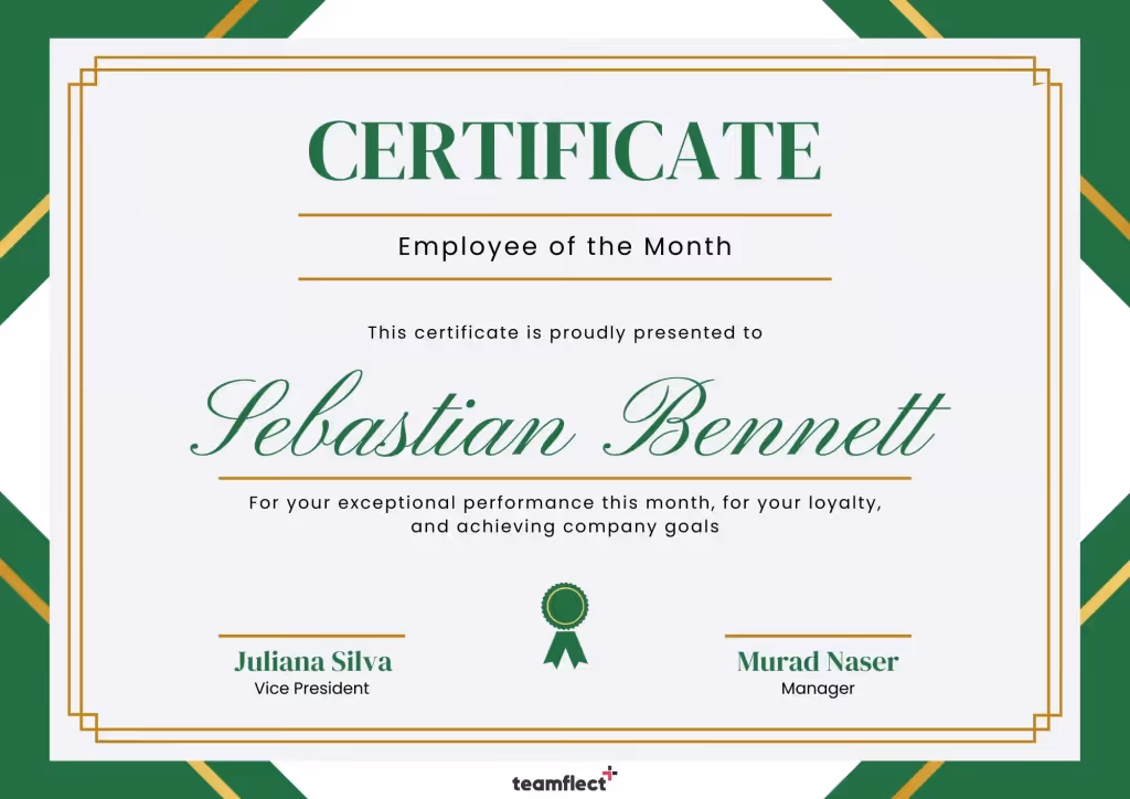 green and yellow employee of the month template