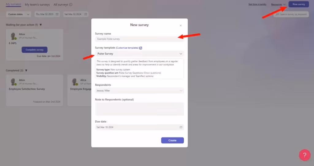 Teamflect survey module