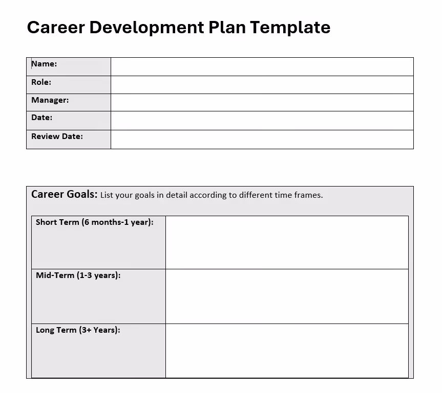 career development plan template