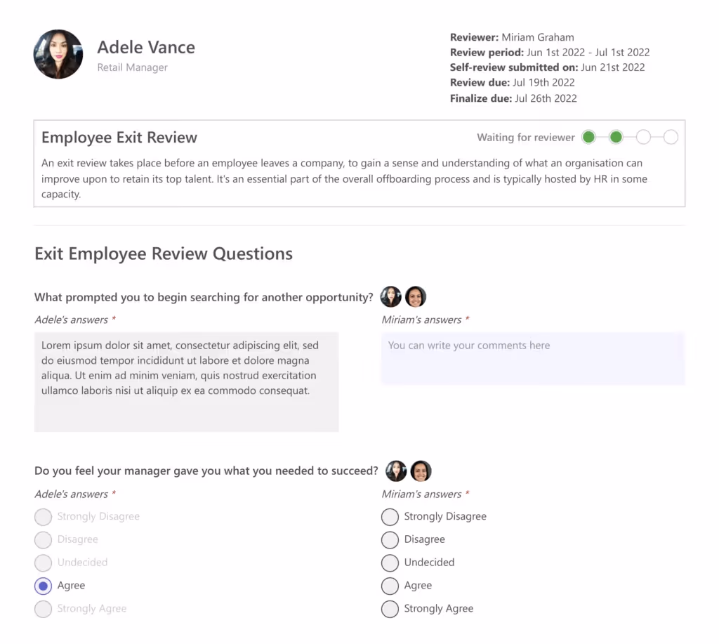 Employee exit interview template