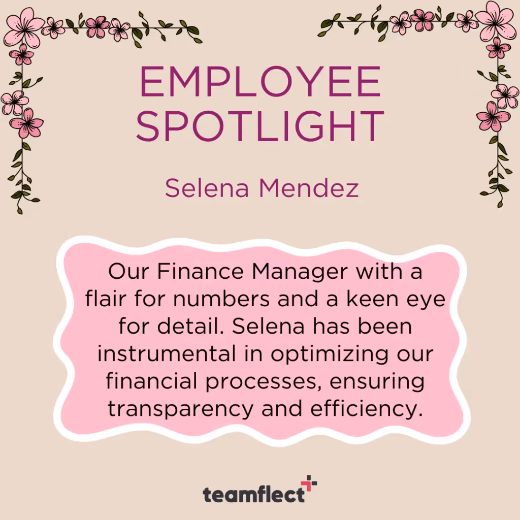 Pink Floral Employee Spotlight Template