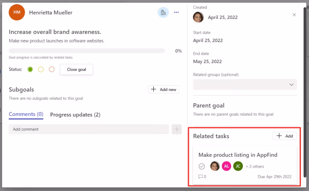 Create goals in Microsoft Teams with Teamflect