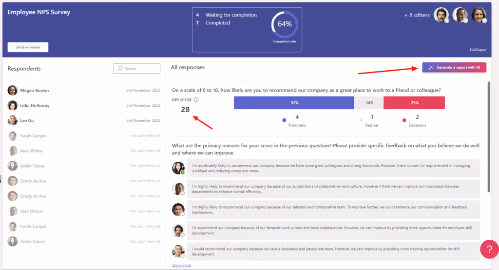 Responding to employee nps surveys as a manager