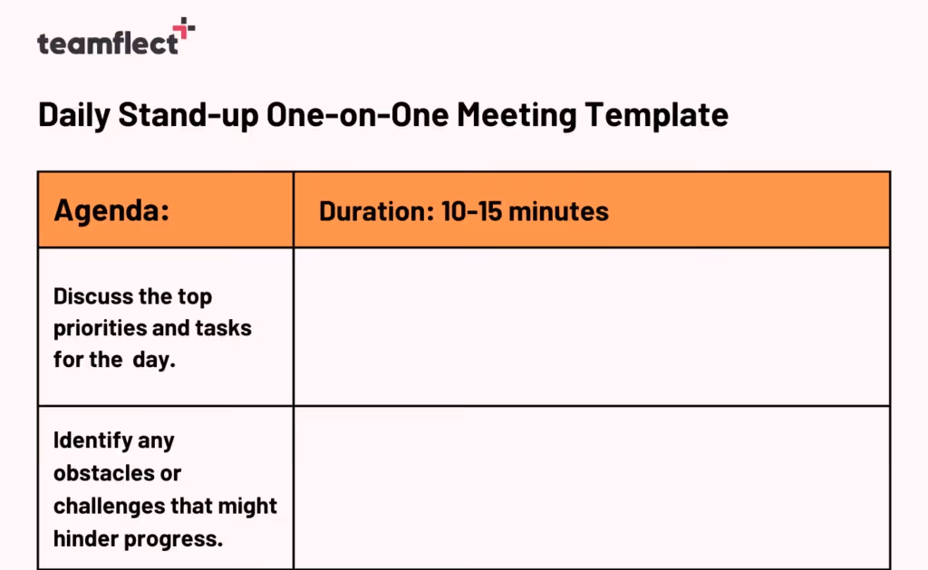 1:1 Meeting Template for daily standup