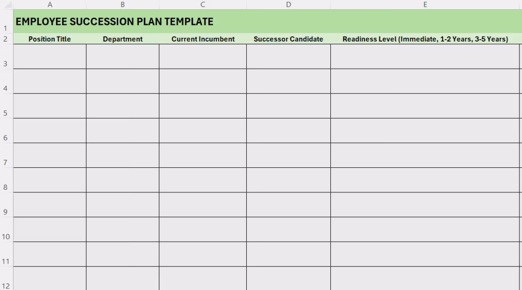 Succession planning template