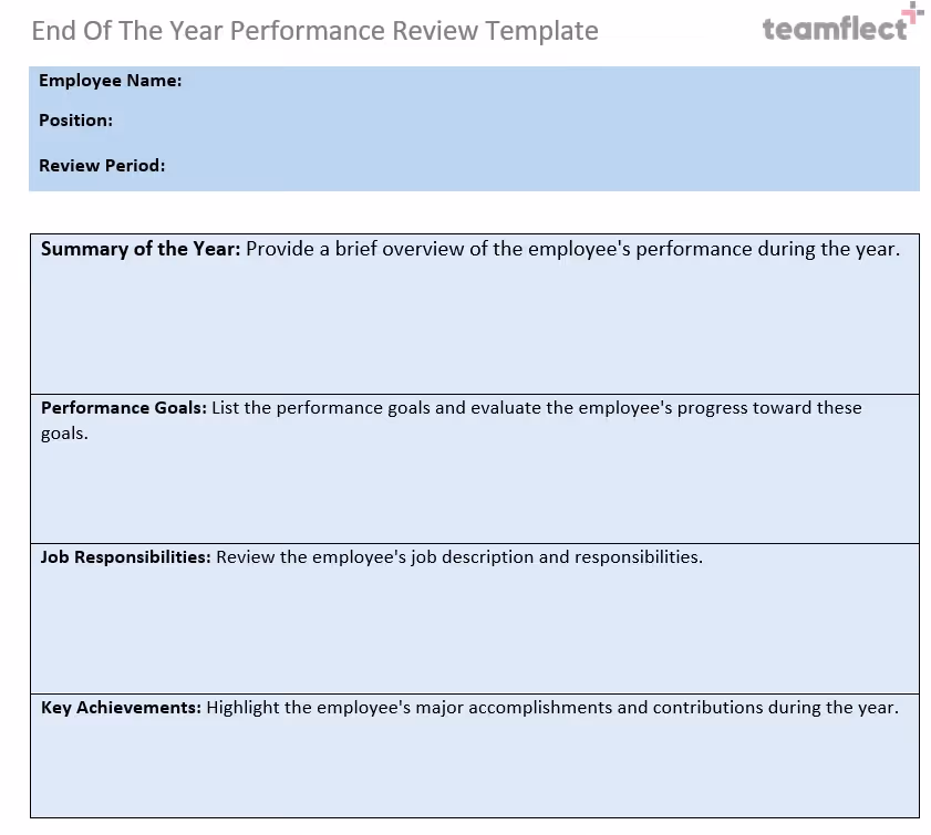 free year-end employee performance review template