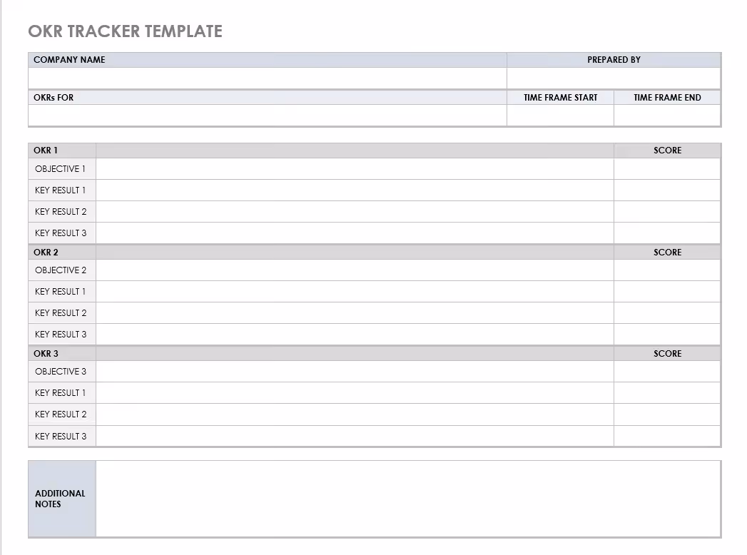 OKR tracker template