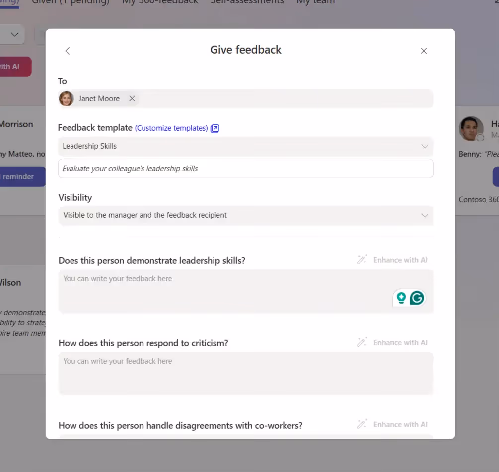 Use feedback templates