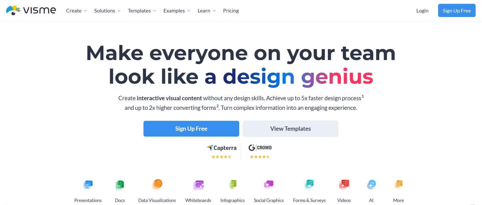 visme website homepage