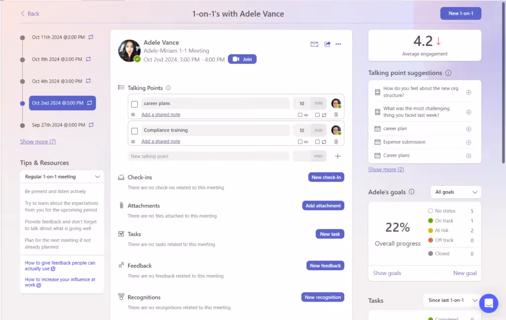 Teamflect one-on-one meeting software