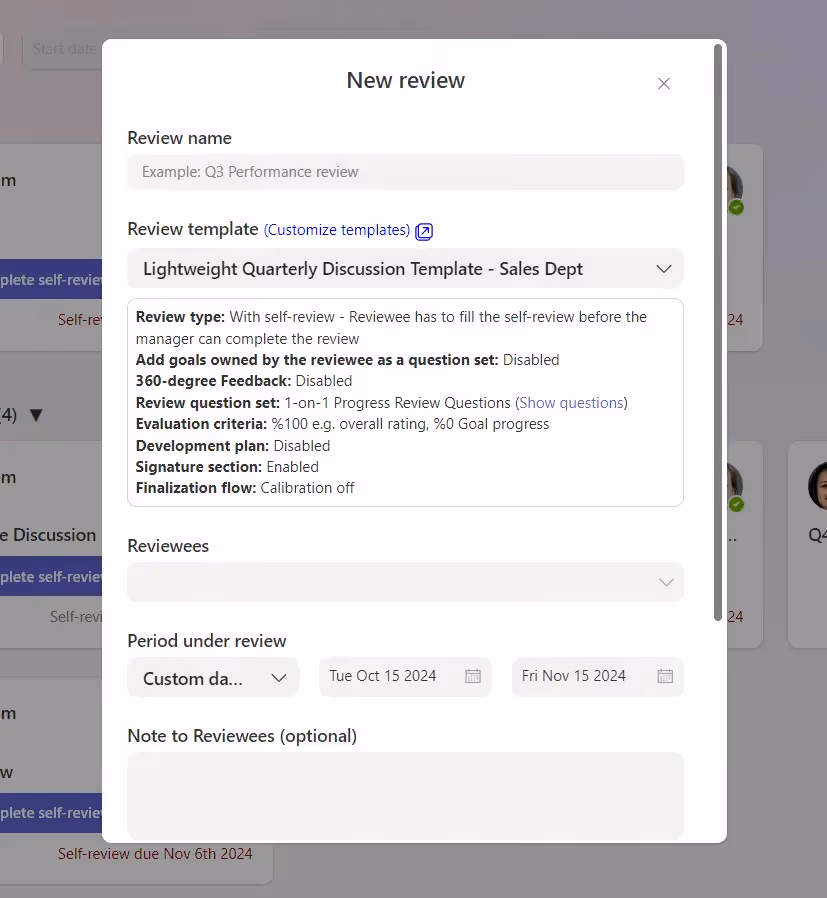 Teamflect review templates