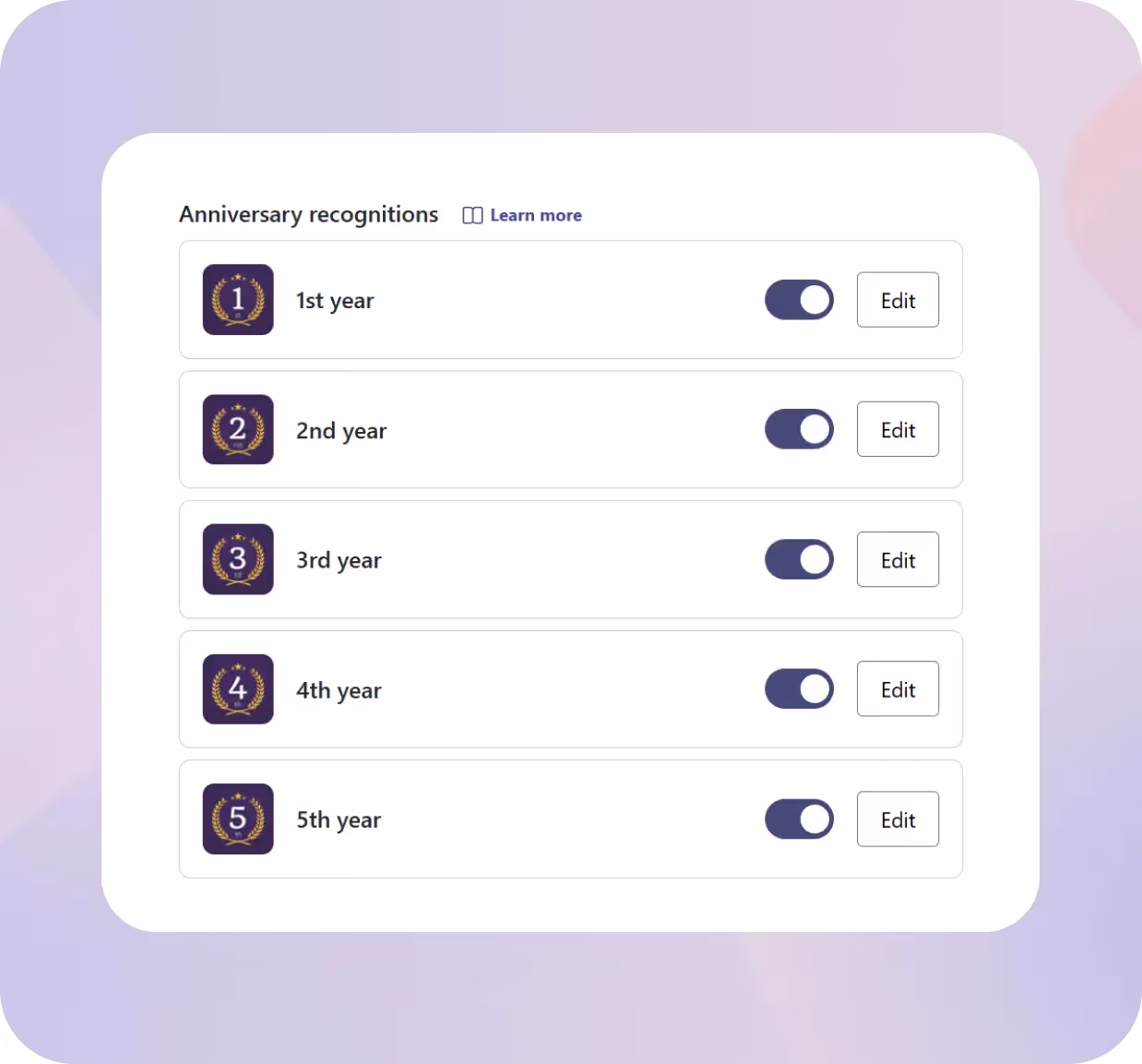 Toggle on/off anniversary recognition