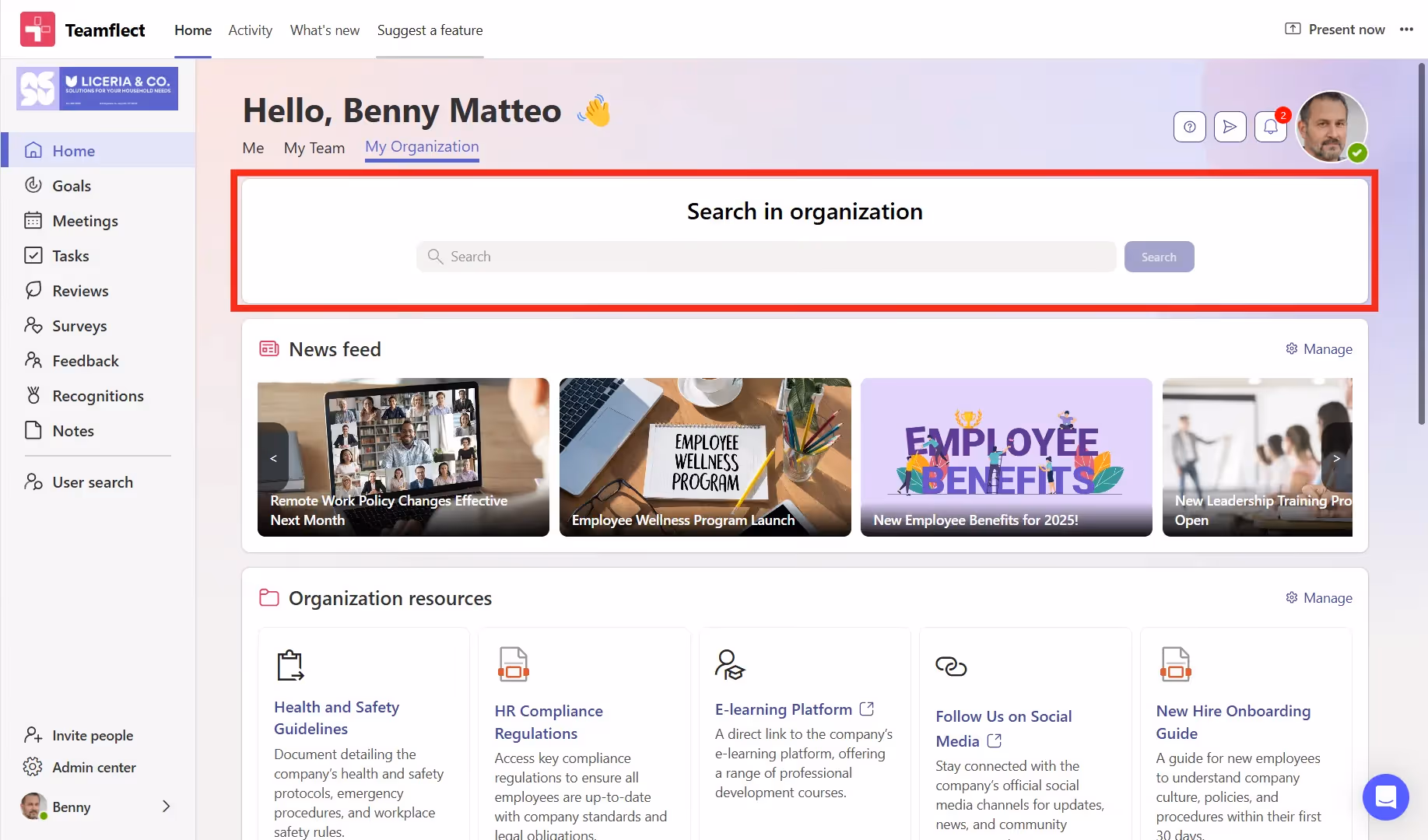 Search In Organization