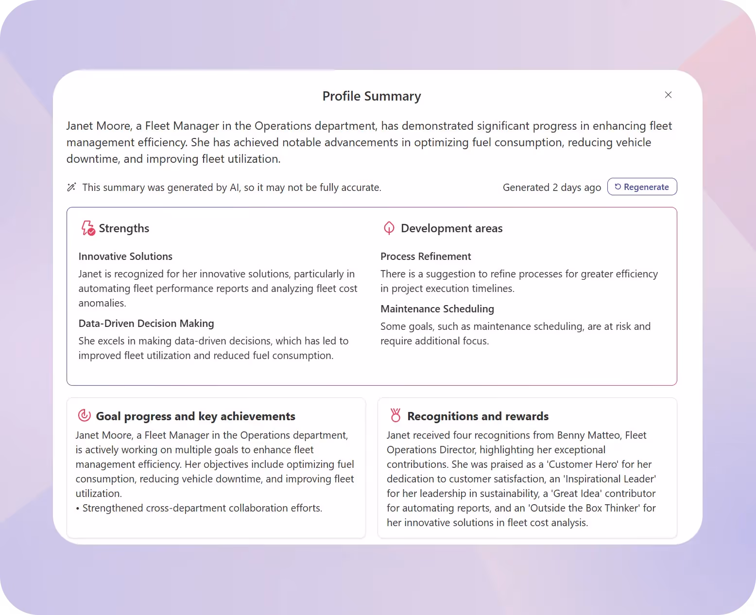 Generate AI-Based user summaries in your organization.