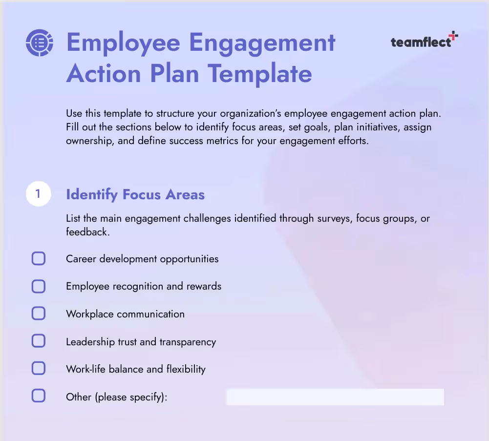 Employee Engagement Action Plan Template with a checklist