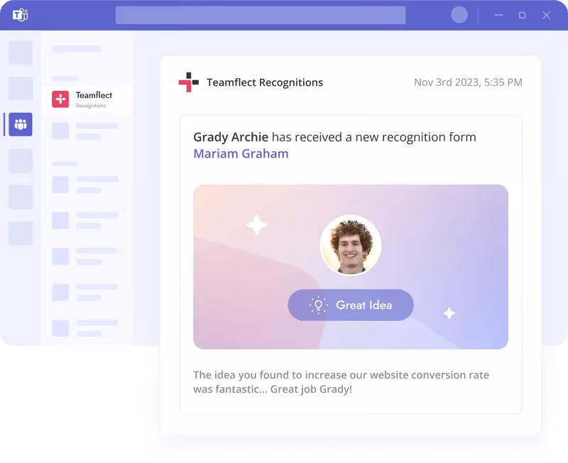 Recognitions inside Microsoft Teams